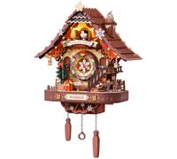 Horloge coucou de Noël, kit de construction en bois 3D avec mécanisme d'horlogerie