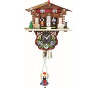 Horloge coucou du Schwarzwald – Petite maisonnette météo suisse, en bois, multicolore