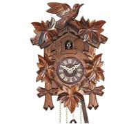 Horloge coucou en bois feuilles et oiseau 28 cm Mouvement à piles musical