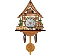 Horloge coucou en bois - Horloge murale en forme d'oiseau - Décoration intérieure - Mécanisme à pendule automatique - 26 x 14 cm - Couleur bois
