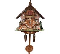 Horloge coucou en bois - Horloge murale - Style Forêt-Noire - Pendule automatique - Look antique - Bleu