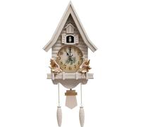 Horloge coucou - Horloge murale - Mécanisme silencieux - Volume réglable - Fonctionne à piles (piles non fournies) - Forme maison - Plastique - 32,5 × 11 × 69,1 cm - Blanc