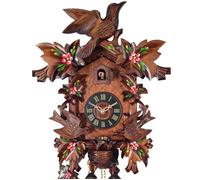 Horloge coucou mécanique 1 jour 6 feuilles peintes oiseaux animés 33 cm