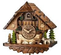 Horloge coucou mécanique 1 jour chalet chien et hibou 28 cm