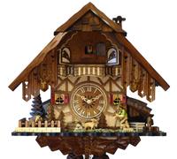 Horloge coucou mécanique 8 jours chalet berger et moutons 35 cm