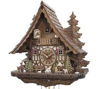 Horloge coucou mécanique 8 jours chalet coloré sculpté bûcheron 44 cm