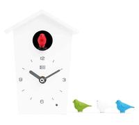 Horloge coucou miniature, blanche, avec 12 chants d'oiseaux, son du coucou, en MDF