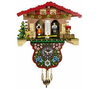 Horloge coucou miniature, style chalet suisse, bois noir