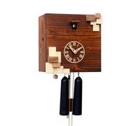 Horloge coucou moderne cube pièces en bois mécanique 8 jours couleur : Marron