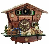 Horloge coucou musical bûcheron roue du moulin 23 cm