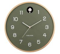 Horloge coucou naturelle, verte, diamètre 31,5 cm, en bois
