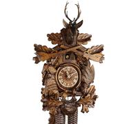 Horloge coucou original de la Forêt Noire, fabriqué en bois massif, avec mécanisme d'horlogerie de 8 jours et certificat d'authenticité. Offre spéciale : modèle "chasse" de 45 cm. Référence : 38-2