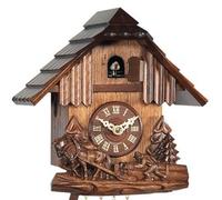 Horloge coucou petit chalet chevaux sculptés 21 cm