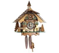 Horloge coucou, style maison du Schwarzwald, bois massif, mécanisme manuel, réserve de marche de 1 jour, 30 cm