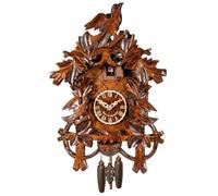 Horloge coucou traditionnel en bois 3 oiseaux 34 cm