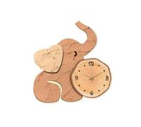 Horloge cuisine Applique murale éléphant avec horloge et télécommande | Horloges murales silencieuses sans tic-tac(Orange,50cm)