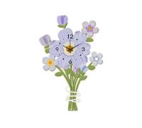 Horloge cuisine Fleurs horloge murale décor applique avec télécommande | Horloges murales Sculpture suspendue(Blue,40*59cm)