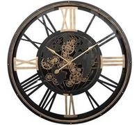 Atmosphera - Grande Horloge Murale Clark, Noir et Doré, Diamètre 110 cm, Engrenages Mobiles, Style Industriel - pour Salon, Bureau, Entrée