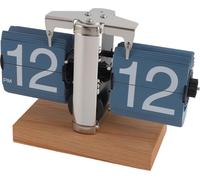 Horloge de bureau à grands chiffres rétro Vintage Horloge de bureau à bascule automatique Horloge à bascule alimentée par piles pour la décoration de la maison et du bureau 12 heures Page bleue