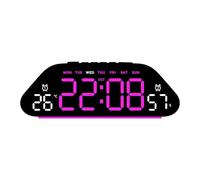 Horloge de bureau à horloge numérique LED, Black shell nine red | Horloge de bureau électrique avec Date du jour de la semaine, 3 niveaux de luminosité, alarme sonore pour le salon