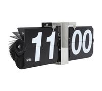 Horloge de Bureau à Rabat 12 Heures Horloge Mécanique Automatique à Bascule Minimaliste Rétro Flip Clock Horloge Numérique Rabattable pour Salon, Café, Bureau (Black)