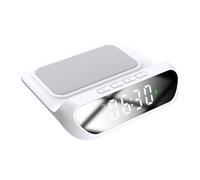 Horloge de bureau avec chargeur sans fil et affichage numérique, blanc