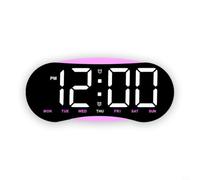 Horloge de Bureau LED Design pour bois Finition Élégante Horloge(Black+Pink)