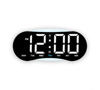 Horloge de Bureau LED Design pour bois Finition Élégante Horloge(Black+White)