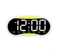 Horloge de Bureau LED Design pour bois Finition Élégante Horloge(GWhite+Yellow)