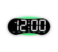 Horloge de Bureau LED Design pour bois Finition Élégante Horloge(White+Green)