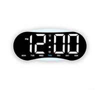 Horloge de Bureau LED Design pour bois Finition Élégante Horloge(White+White)