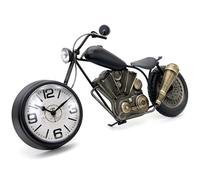 Horloge de bureau vintage - Cadeau de moto pour homme - Décoration rustique - Cadeau pour papa, lui, petit ami - Fonctionnement à piles - Sans tic-tac - Antique pour cheminée, étagère, salon, bureau