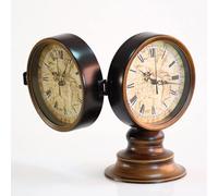 Horloge de Bureau Vintage de Style Européen, Horloges de Chevet Rétro Double Face, Horloge de Table Ronde Romaine en Fer, Silencieux et Anti-tic-tac pour Chambre à Coucher Bureau Salle à Manger Bar