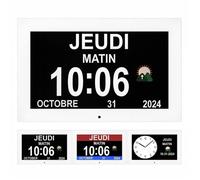 Horloge de calendrier numérique de 10 pouces avec la date et l'heure Alzheimer parent horloge rappel de médicament blanc
