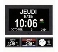 Horloge de calendrier numérique de 10 pouces avec la date et l'heure Alzheimer parent horloge rappel de médicament noir