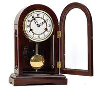 Horloge de cheminée traditionnelle en bois massif et métal carillons Westminster 40x25x15 cm marron