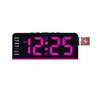 Horloge de chevet LED avec fonction de projection indiquant l'heure, le jour, la date, l'alarme et la température réglable, angle de projection de 180 degrés pour une visibilité claire (noir et rose)