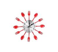 Horloge de coutellerie et fourchette cuillère en acier inoxydable horloge murale cuisine décoration rouge