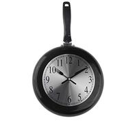 Horloge de cuisine en métal avec poêle, horloge murale à thème unique de 10 pouces avec tournevis (noir)