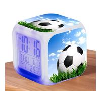 Horloge de Football numérique pour - Cube - Réveil avec veilleuse colorée - Lumières colorées - Calendrier de température - Musique - Cadeau pour Chambre d'enfant