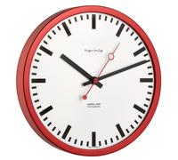 Horloge de gare au design funky, rouge, diamètre 30 cm