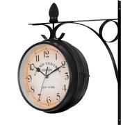 Horloge de gare double face vintage - style rétro - 1 pièce - noir - fer - 29 cm