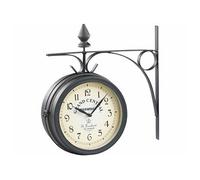 St. Leonhard Horloge de gare rétro double-face avec thermomètre et 12 chants d'oiseaux