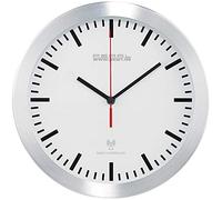 Pearl Horloge de gare radiopilotée DCF 25 cm boîtier aluminium argenté