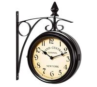 Horloge de gare - Vintage - Double face - 33 x 29 cm - Noir - Pendule murale