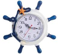 Horloge de plage numérique en bois avec de grands chiffres, pour l'extérieur, volant en bois, roue de voilier suspendue, horloge côtière, télécommande, horloge murale suspendue, bois, grande