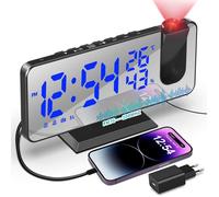 Horloge de Projection, Multi-Fonction LCD Digital Wall Projection Voix parlante Affichage de la température LED Réveil