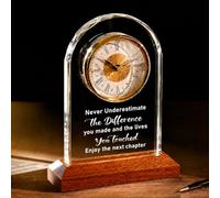 Horloge de retraite cadeau pour homme et femme, verre gravé avec base LED en bois