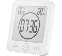 Horloge de Salle de Bain - Blanc - LCD Numérique - Thermomètre - Hygromètre - Alarme