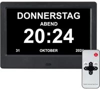 Horloge de surveillance pour personnes âgées, écran 7 pouces Full HD, 24 alarmes, télécommande, couleur noire